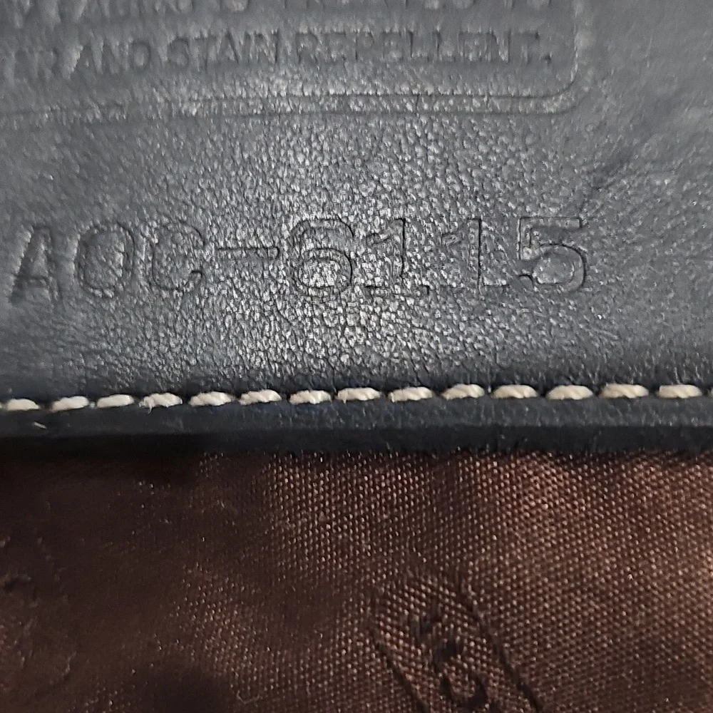 Coach Linen & Navy Leather Vintage Pochette A0C-6115 EUC